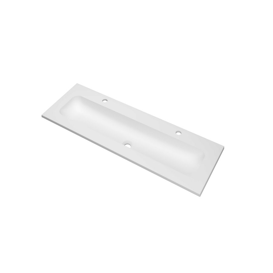 Wastafel polystone centraal 2 kraangaten 1200x400x15 Mat wit Reflekt INK