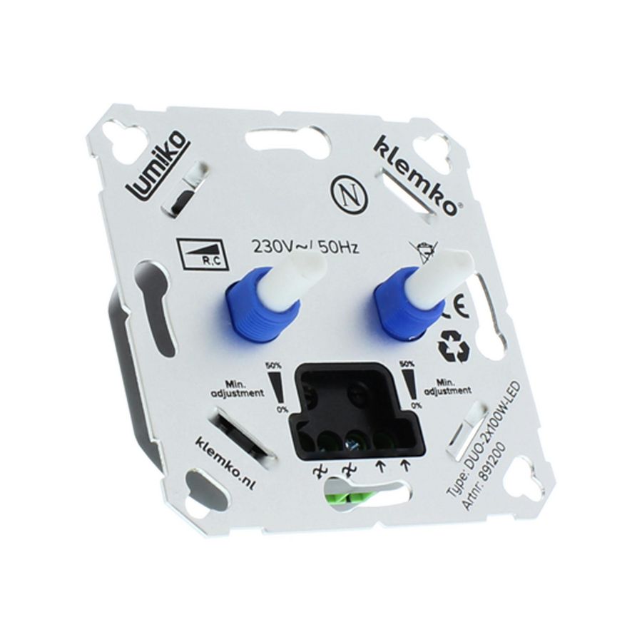 Universele duo leddimmer faseafsnijding voor max. 2x 100W