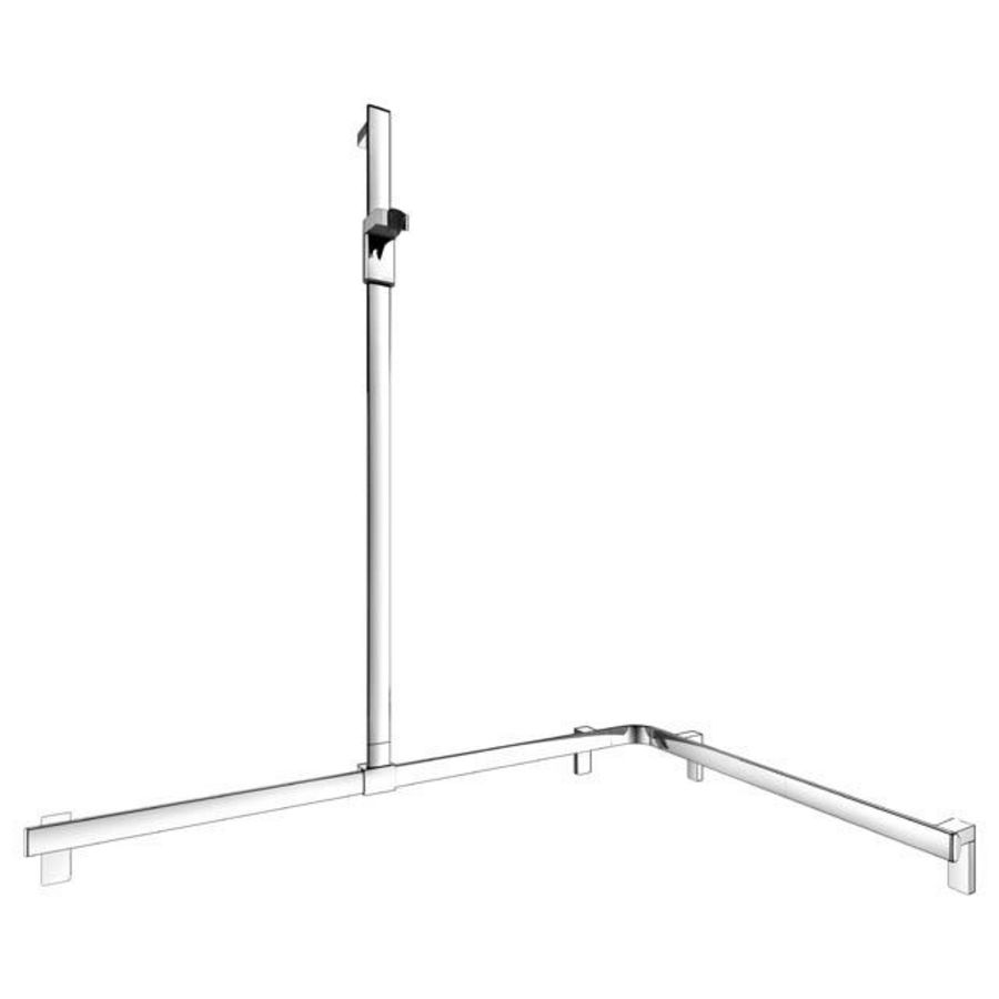 Douchegreep met douchestang links 1150/850/1301mm verchrd