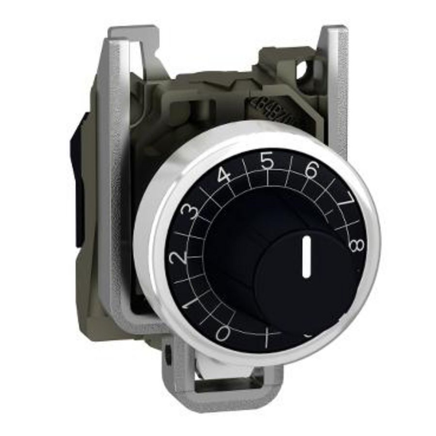 Kop en montagebasis potentiometer Geribbeld 22mm 6,35mm Zwa