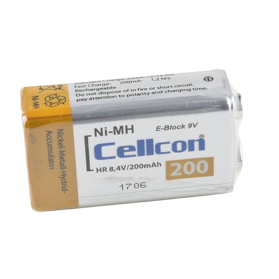 NiMh rechargeable battery, 9 V/200 mAh
