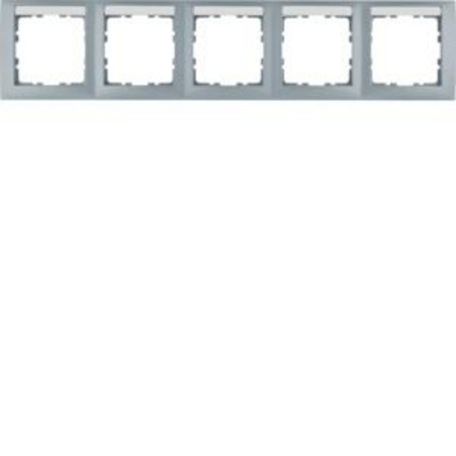 Afdekraam met tekstveld 5-v hor. berker S.1 aluminium mat