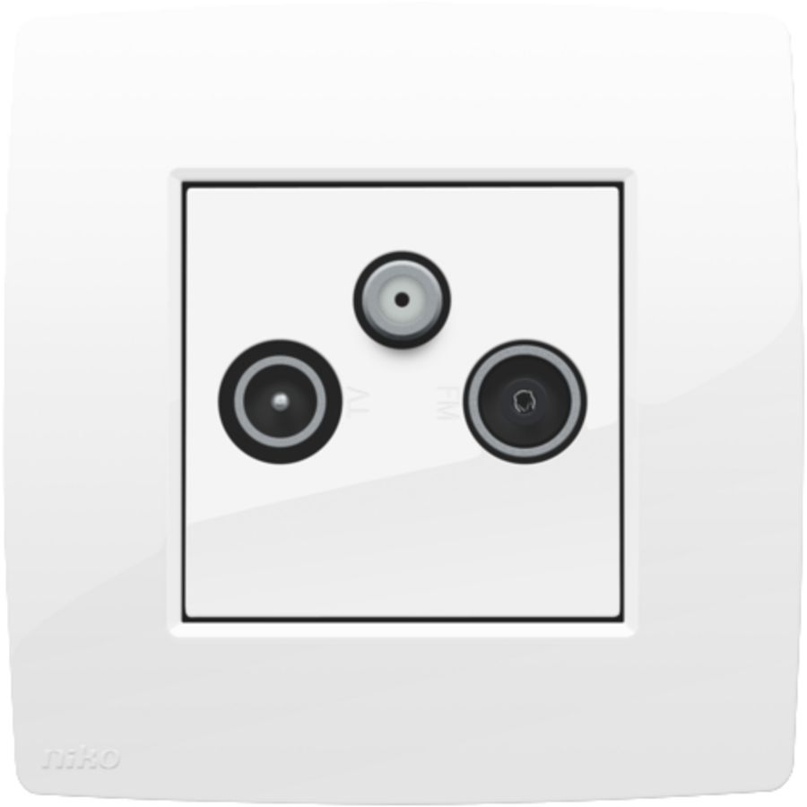 Afwerkingsset 2 enkelvoudige coaxaans. TV/FM/Satt. Bright wh