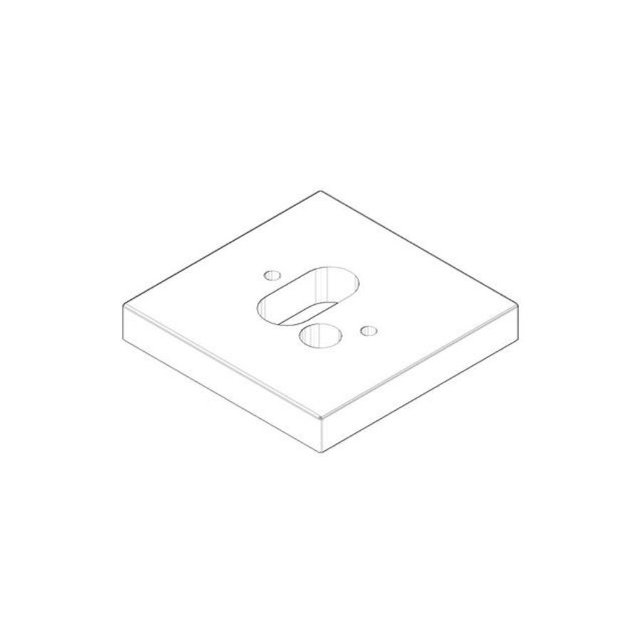 Rozet v. wastafel staand 60x60x9mm Platina gebors.