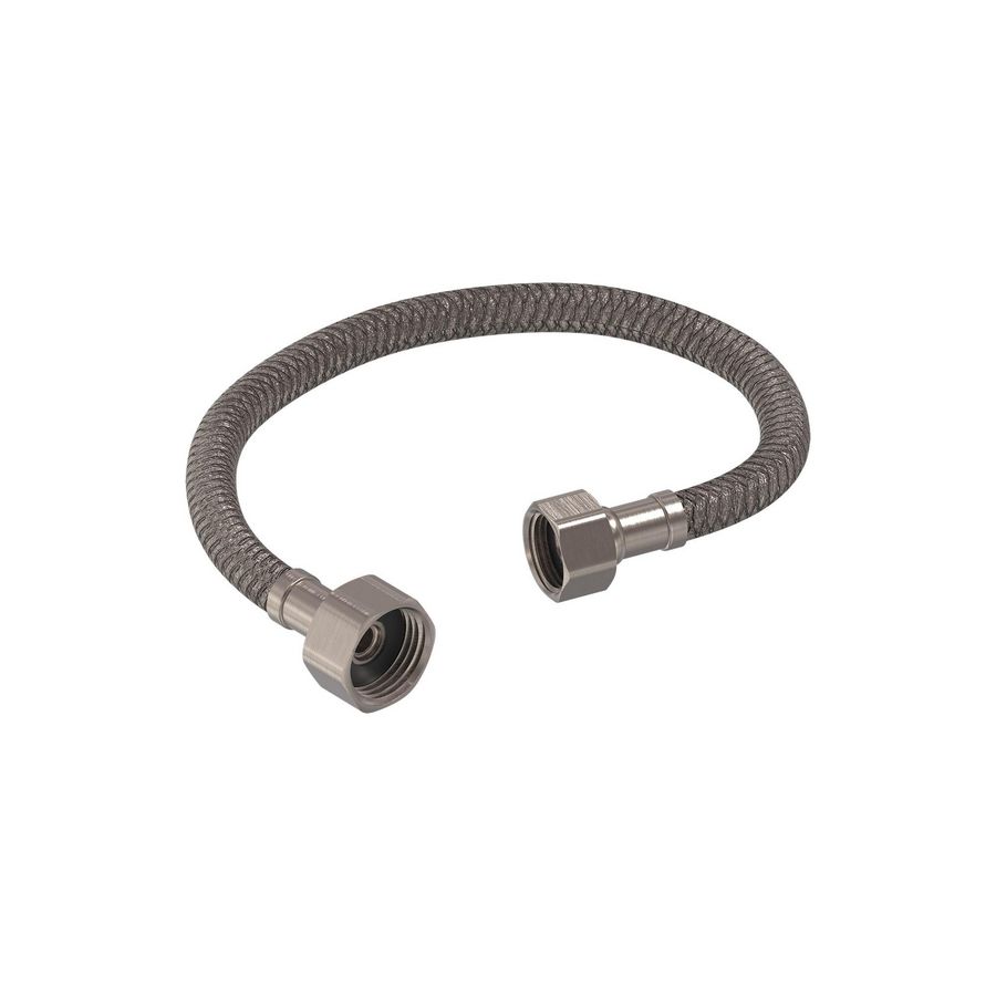 Flex. aansluitslang 1/2"x3/8" 30cm geborsteld  nickel PVD MAY