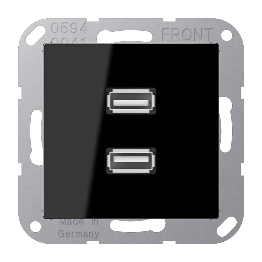 Afdekking A500 zwart voor 2xUSB