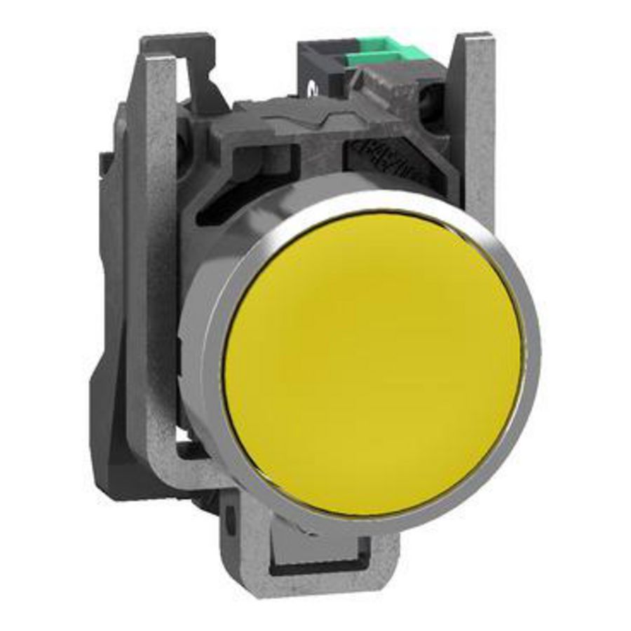 Drukknop Harmony XB4 metaal Vlak geel 22mm veerretour ongema