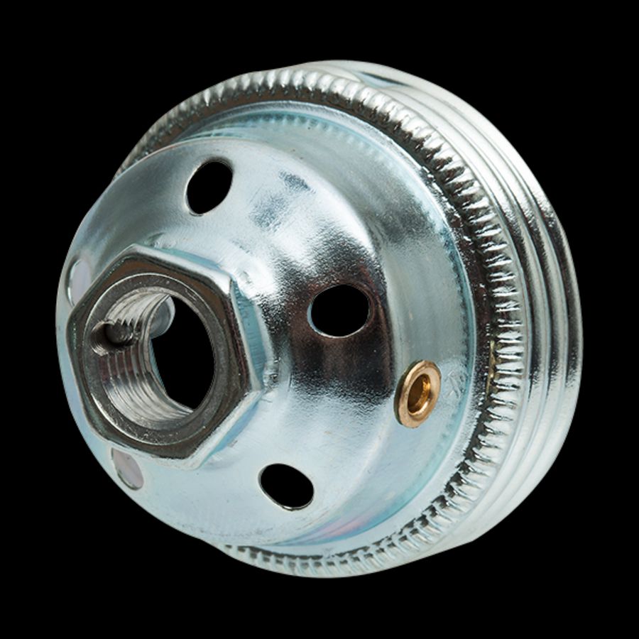 E27 deksel lamphouder incl aardklem chroomkleur M10x1 VVE=25