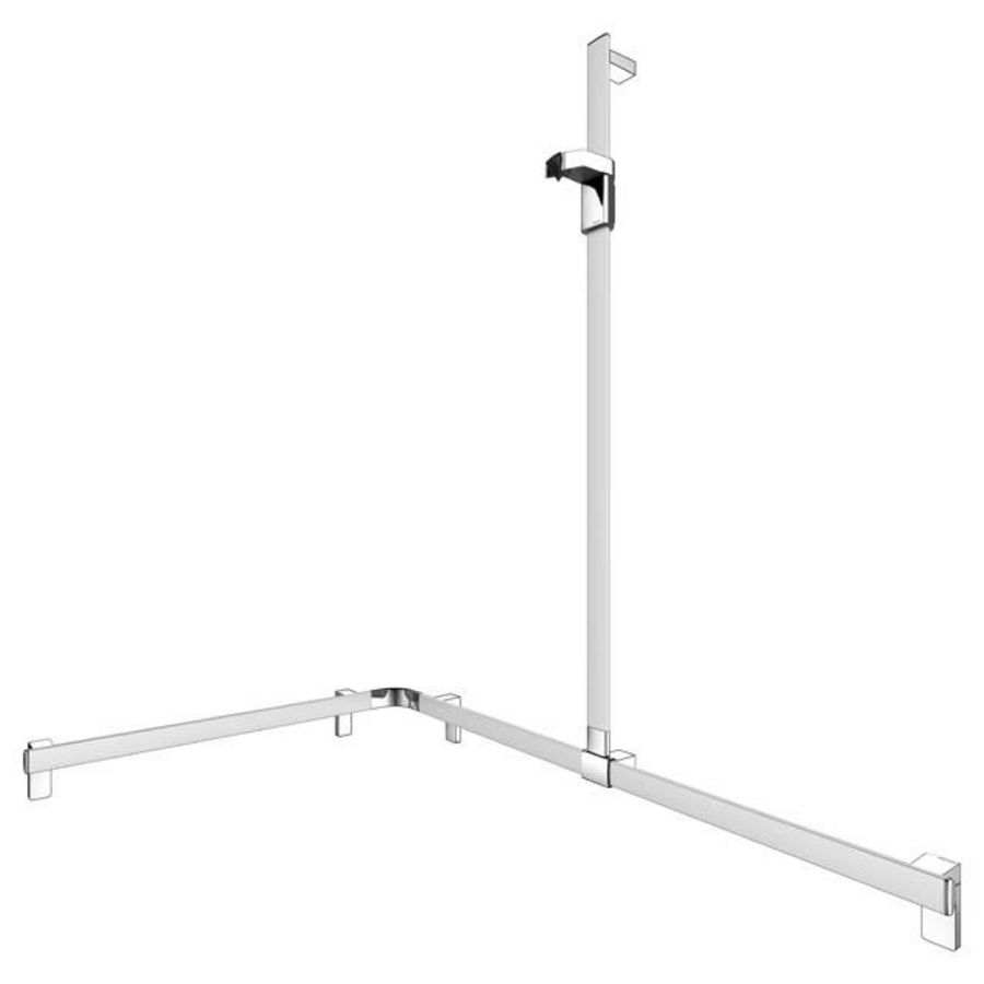 Douchegreep douchestang rechts 850/1150/1301mm zilver geeloxeerd
