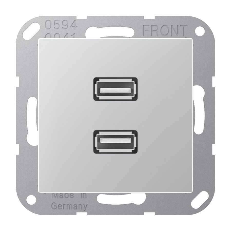 Afdekking A500 aluminium voor 2xUSB