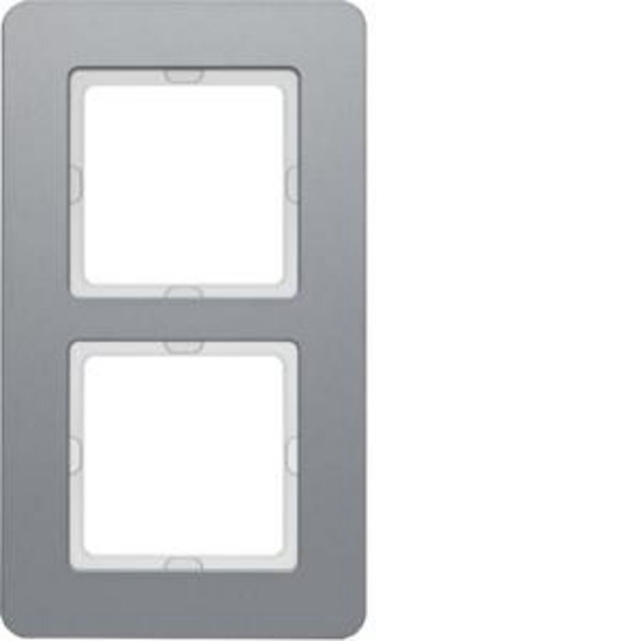 Afdekraam 2-v berker Q.7 aluminium gestraald