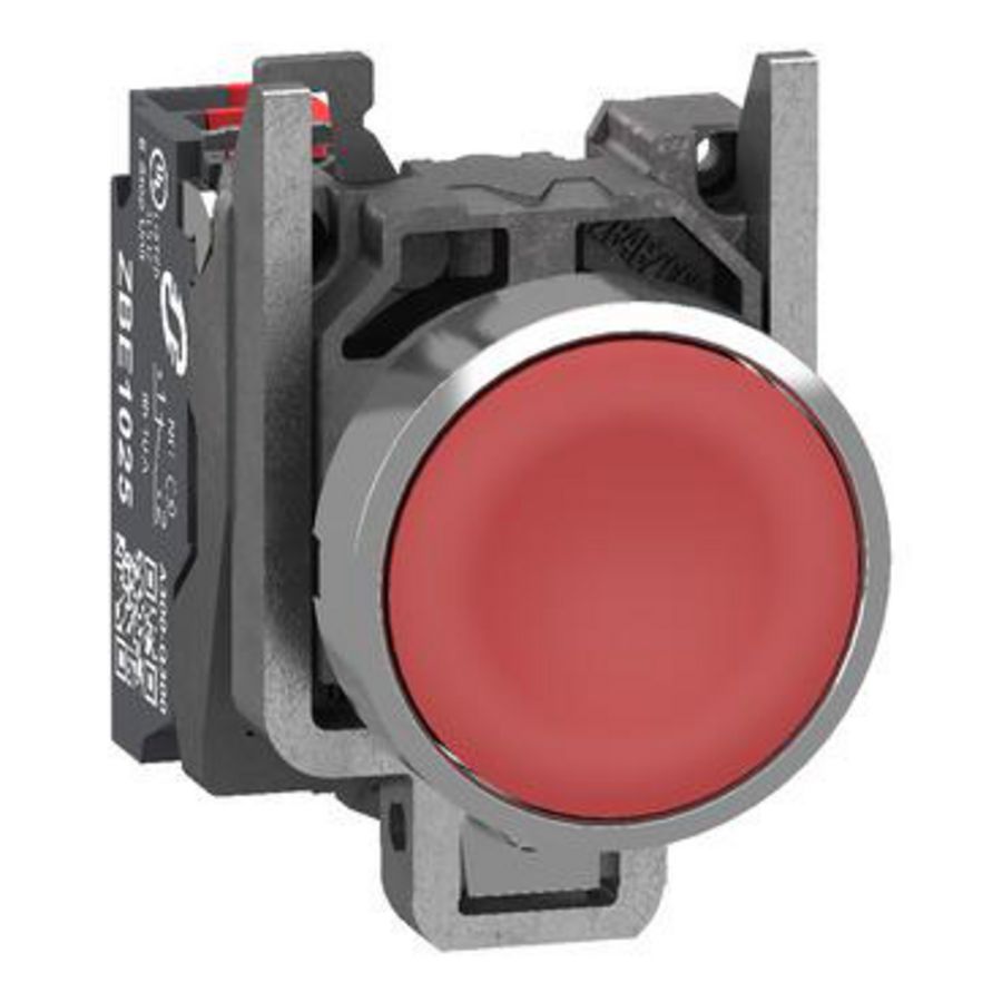 Drukknop Harmony XB4 metaal Vlak rood 22mm veerretour ongema