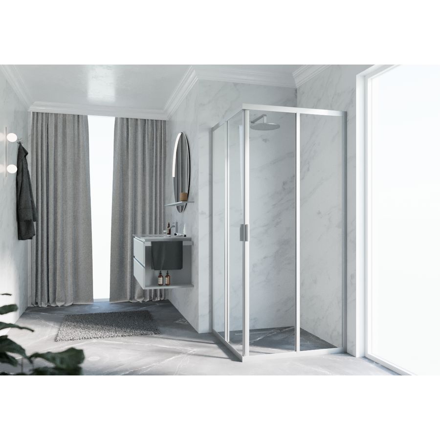 Deel hoekinstap (1 van 2 omkeerbaar) LUNES 2.0-A 840-870x1950mm helder glas profielkleur matchroom