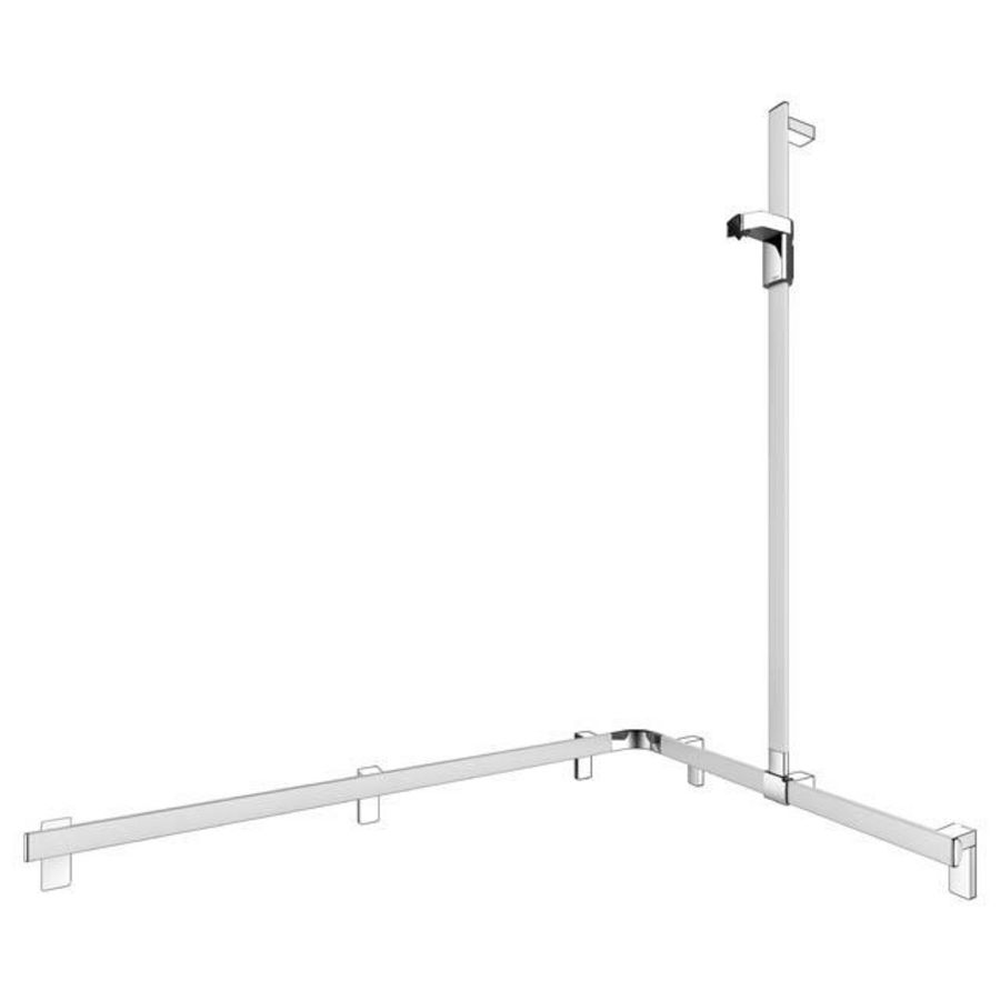 Douchegreep douchestang rechts 1150/850/1301mm zilver geeloxeerd