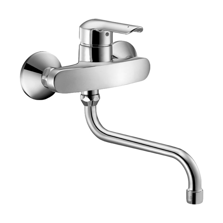 HANSAVANTIS keukenwandmengkraan sprong 232mm met 360° draaibare uitloop HoH 150mm incl. S-koppelingen 52532103