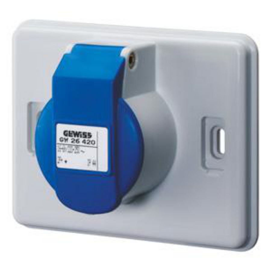 INDUSTRIELE WANDCONTACTDOZEN CONFORM IEC 309-GRIJS-2P+A