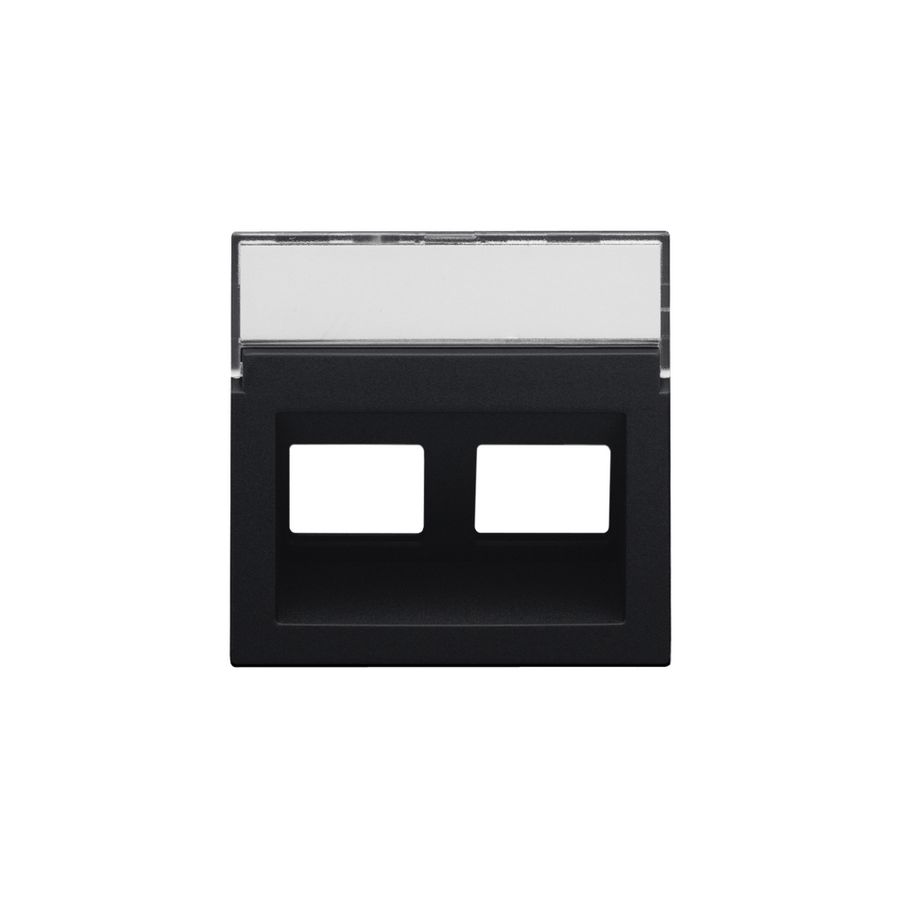Centraalplaat data 2x RJ schuine uitgang black coated