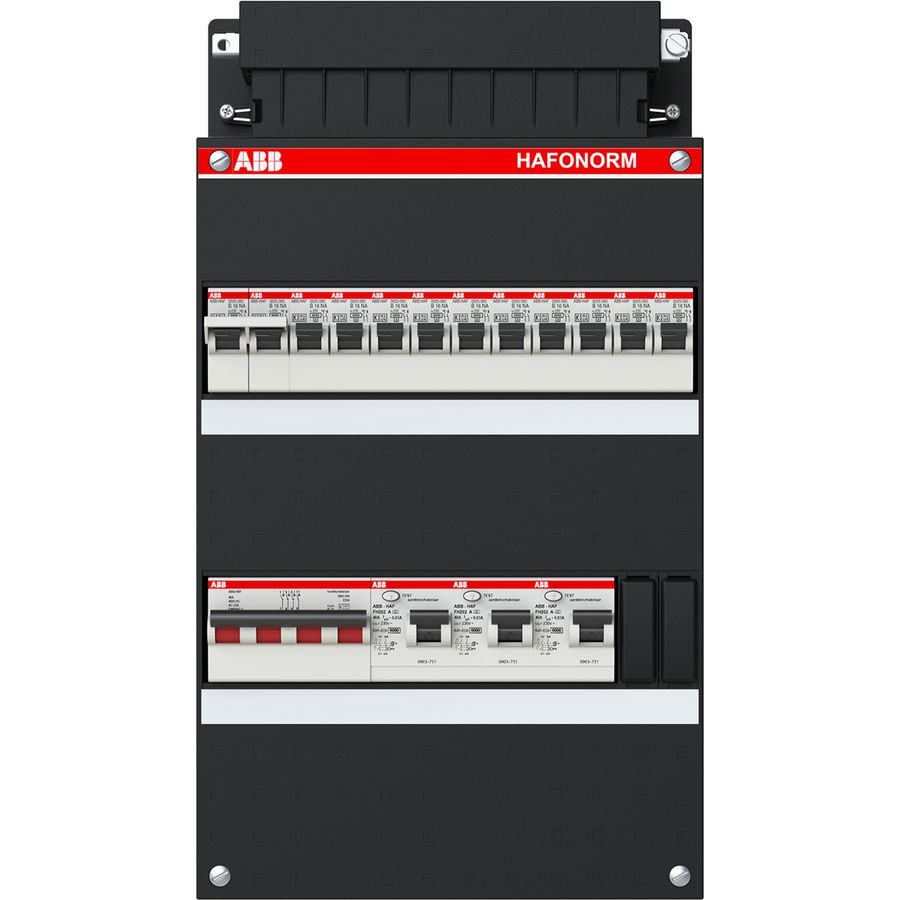 Installatiekast 10x achter 3x 30mA + F + HS 3-f