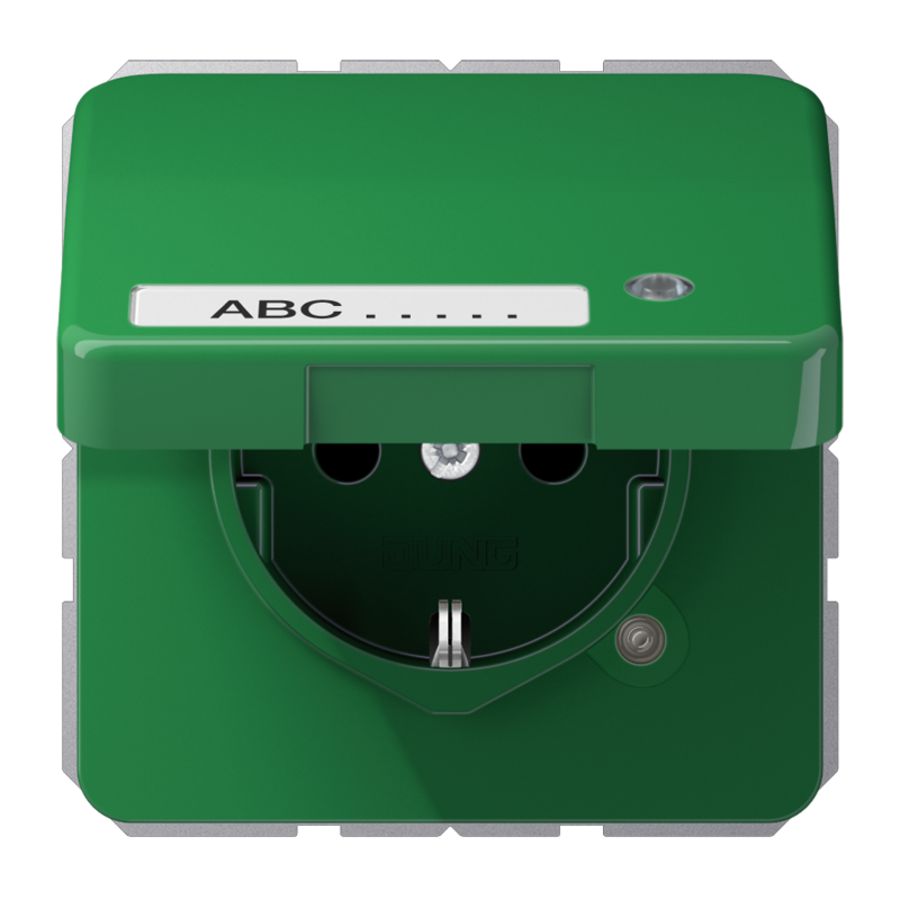 Wandcontactdoos groen klapd tekstvast&contr.l. CD500