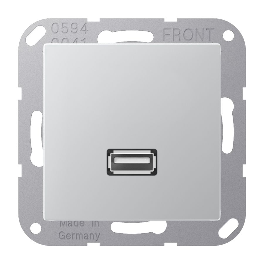 Afdekking A500 aluminium voor 1xUSB