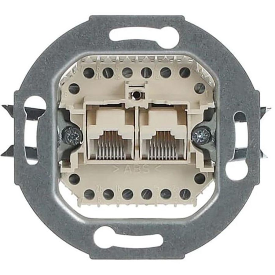 Datacontactdoos 2x modular jack RJ45 RJ11/12 cat3 (0215)