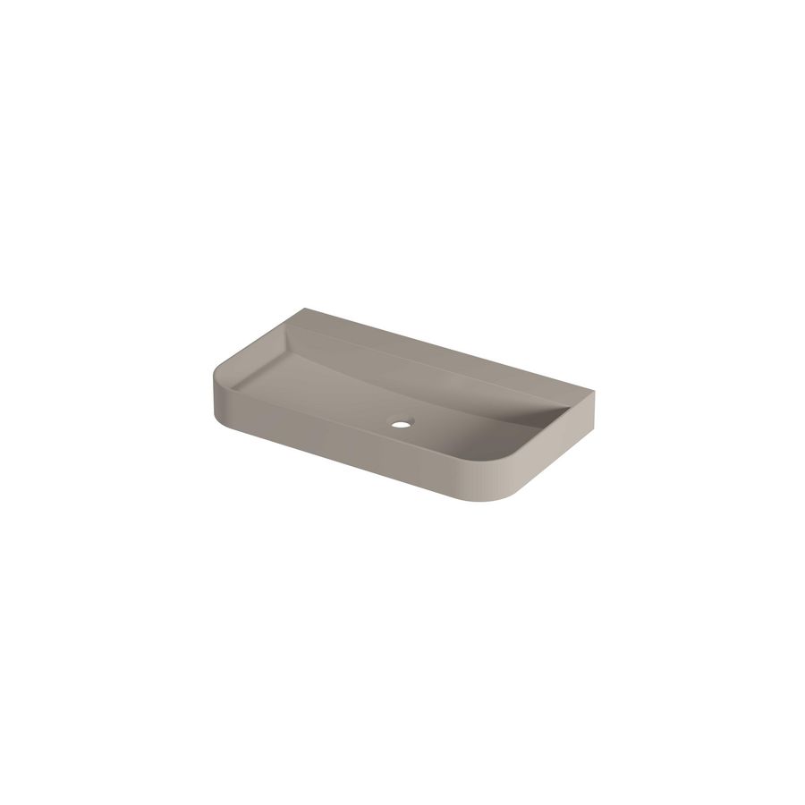 Wastafel polystone afgerond model met enkele wasbak zonder kraangat 80cm mat creme cotton