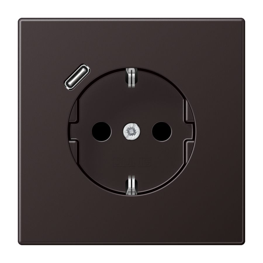 Wandcontactdoos m.lader dark gelakt v.USB type C