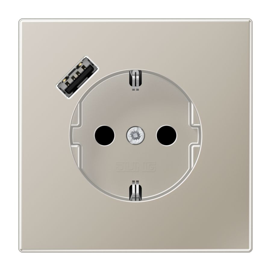 Wandcontactdoos m.lader edel.gelakt v.USB type A