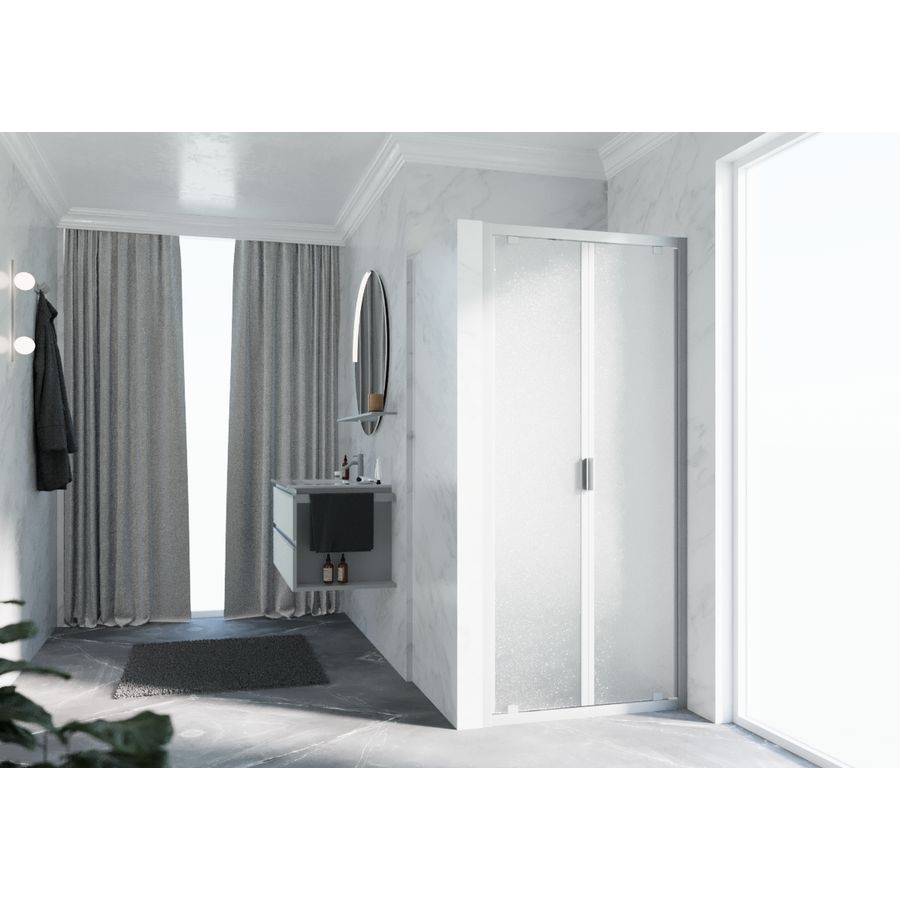 Draaideur 2-del. LUNES B 1020-1080x1950mm glas niva profiel zilver mat
