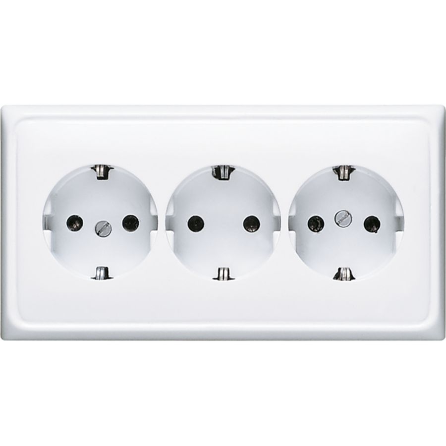 Wandcontactdoos alpin wit 3-voudig voor wandgoot CD500