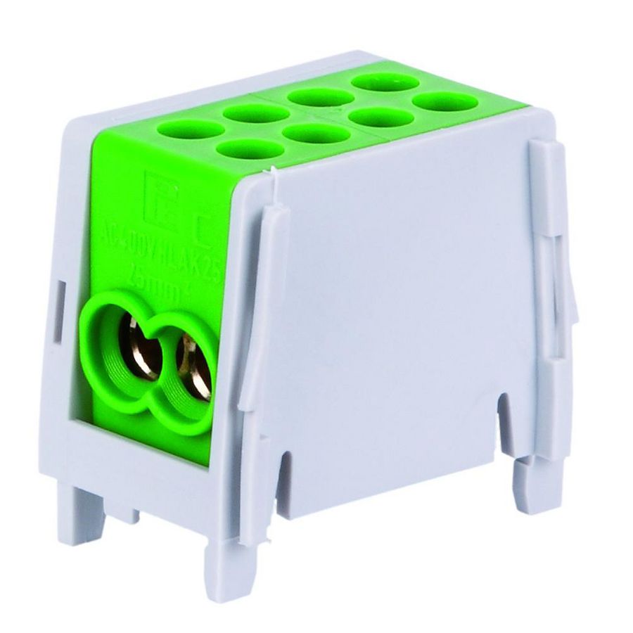 Verbindingsklem 25mm² 1-polig 2 in-2 uit groen/geel (koppelbaar)