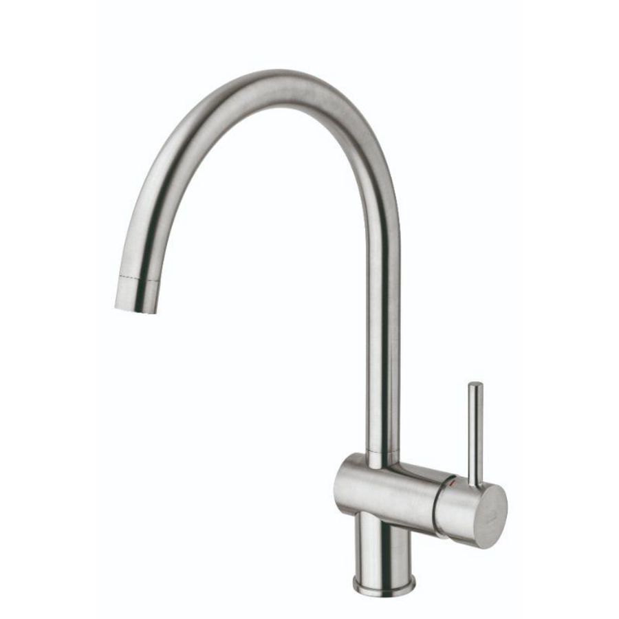 Keukenkraan LIGHT 1-hendel m.hoge draaib. uitloop RVS-look