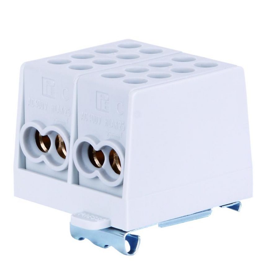 Verbindingsklem 25m2 2-polig 2x2 in-2x2 uit 2xgrijs