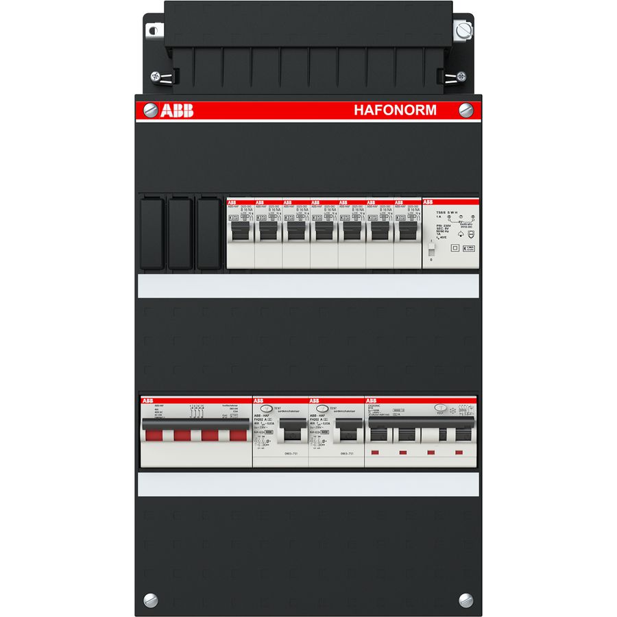 Installatiekast 7x achter 2x 30mA + T + HS + C 3-fasen