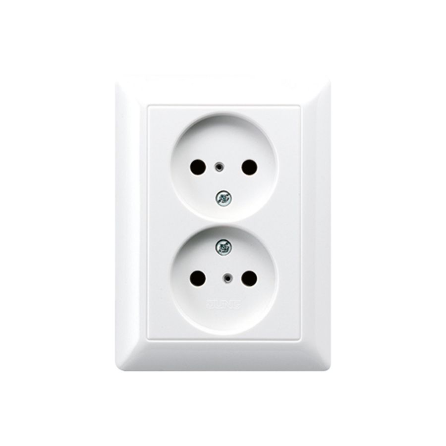 Wandcontactdoos alpine wit 2-voudig kinderbeveil. AS500