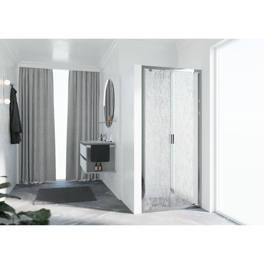 Draaideur 2-delig LUNB 1020-1080x1950mm chroom aqua