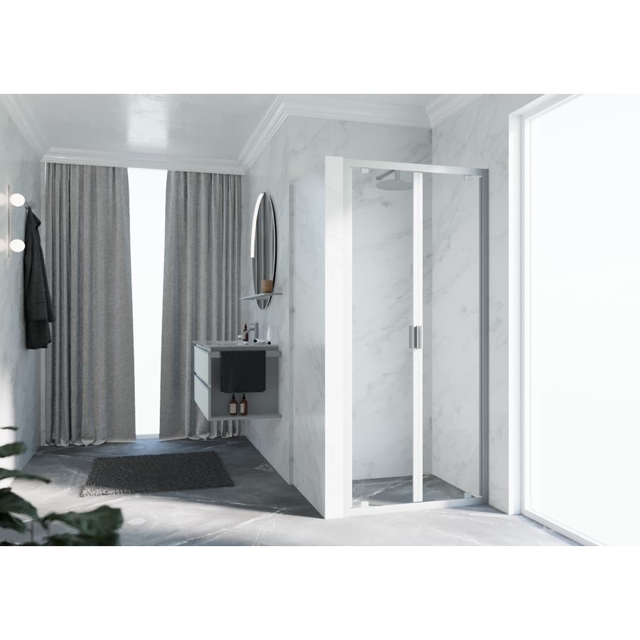 Draaideur 2-delig LUNB 1020-1080x1950mm zilver mat helder