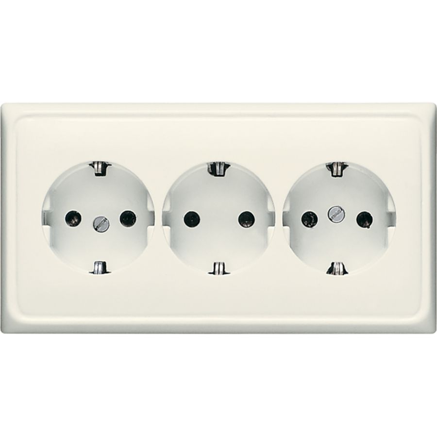 Wandcontactdoos wit 3-voudig voor wandgoot CD500