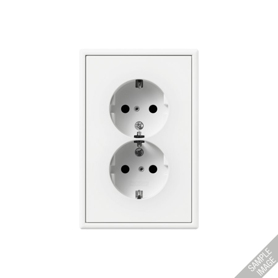 Wandcontactdoos 2-voudige randaarde 16A RVS LS range