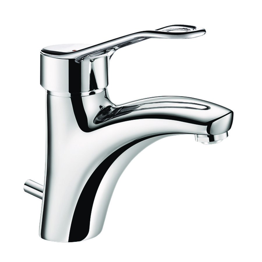 Wastafelmengkraan H.85 L.135 + trekplug & hevel open greep