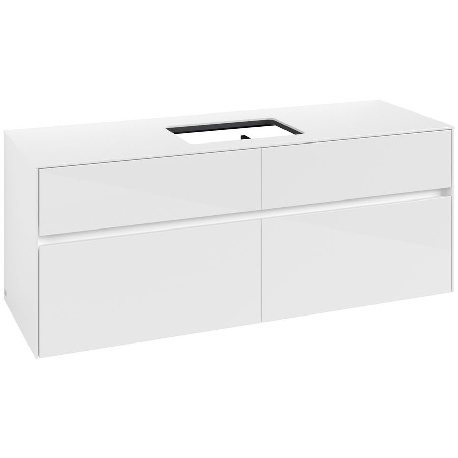 Wastafelonderkast Collaro 1400x548x500mm Glossy White C11600DH