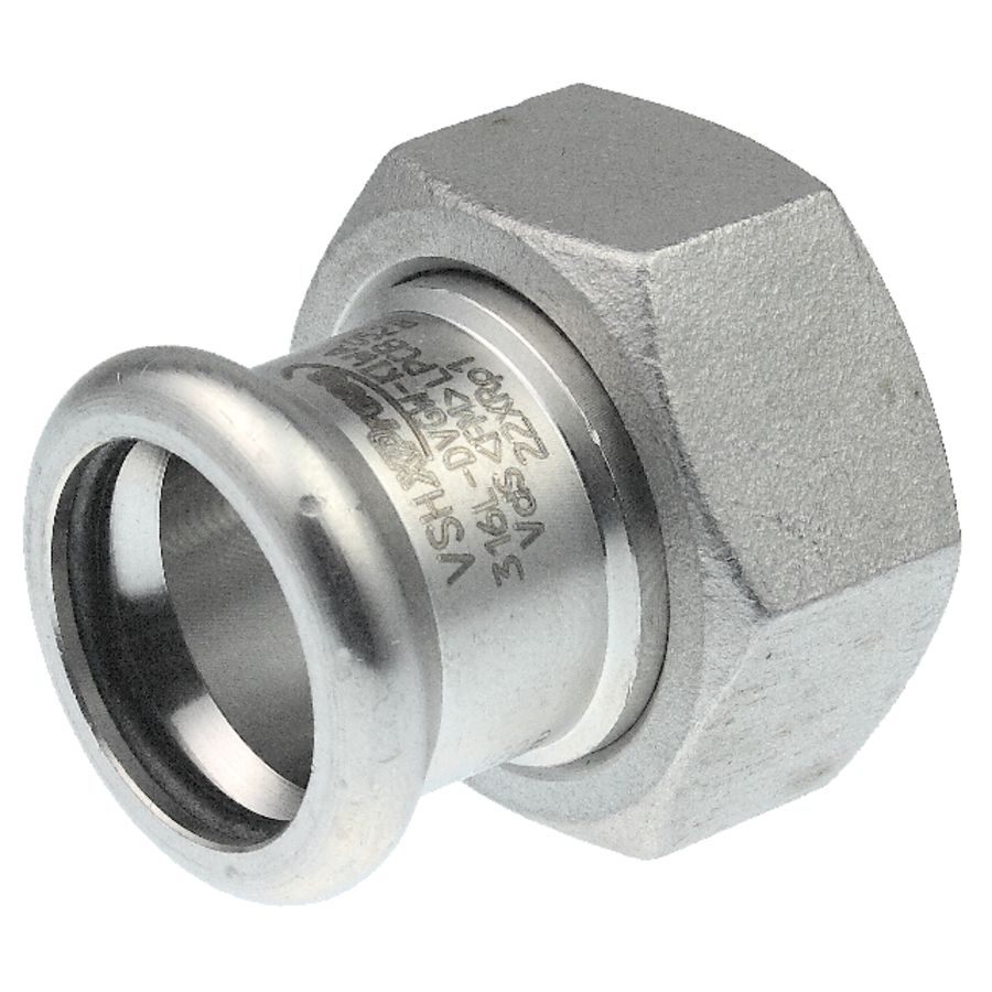 2-del. schroefkoppeling XPress RVS 18x3/4" wartel R2704 VVE=10