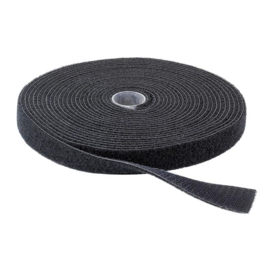 Klitteband 12mm zwart 25.0mtr.