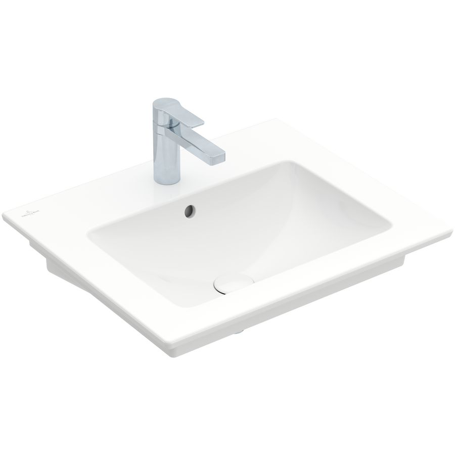 Venticello wastafel 600x500mm wit met kraangat met overloop wandbev.