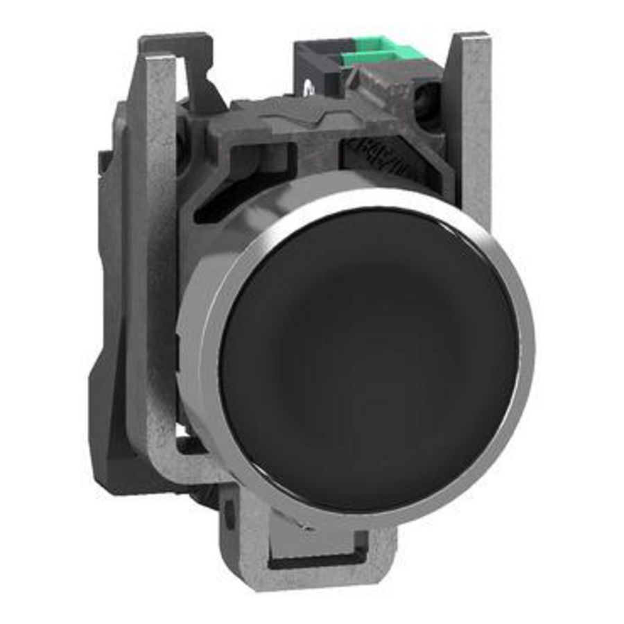 Drukknop Harmony XB4 metaal Vlak zwart 22mm veerretour ongem