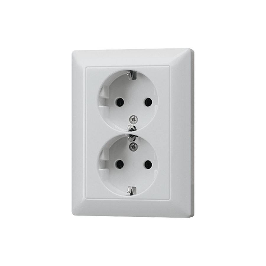 Wandcontactdoos alu. 2-voudig m.R/A en ki.beveil. LS