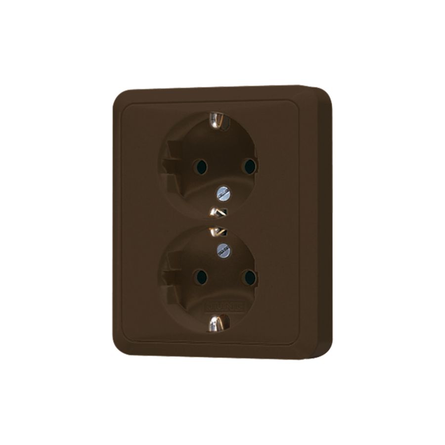 Wandcontactdoos bruin 2-voudig m.R/A&ki.beveil. CD500