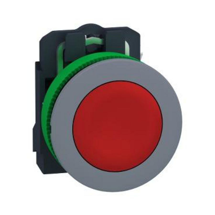Flush mounted red Flush caps pushbutton 1NC screw clamp