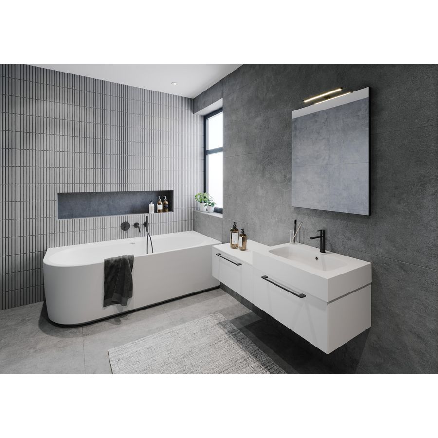 Ligbad Desire Corner links 184x84cm mat wit incl. badpoten + sifon