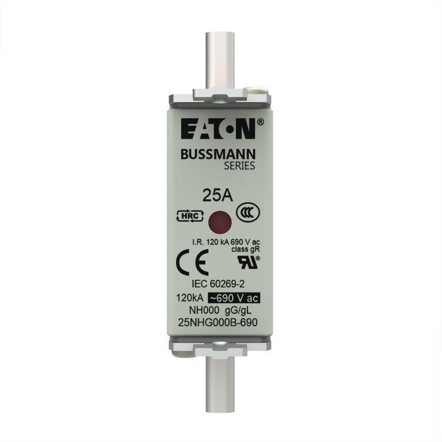 Zekering laagsp. 25A AC 690V NH000 gL/gG dubbele mel VVE=3